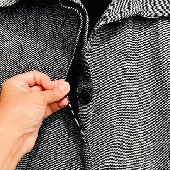 Talbots Black & White Striped Wool Blend Jackie Fit Pleated Peacoat/Jacket Sz 10 - Picture 8 of 12